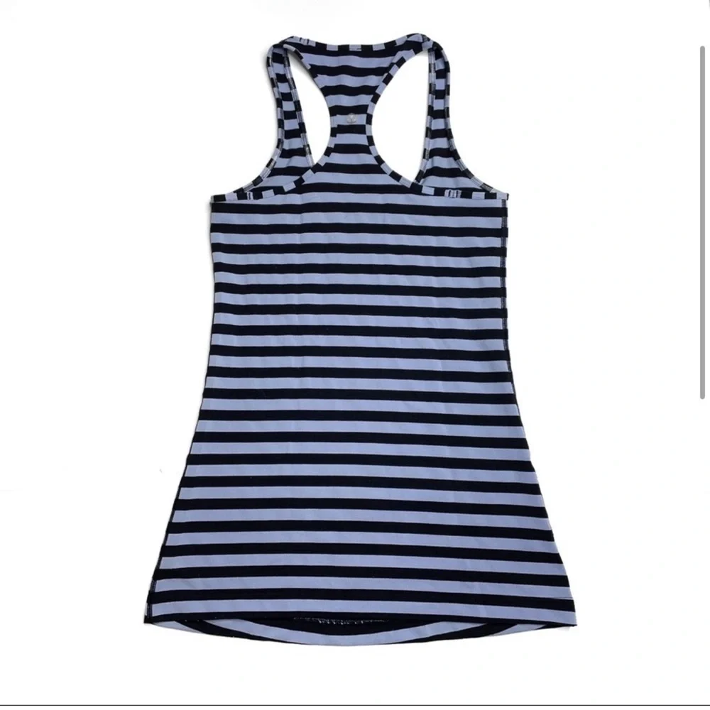 Lululemon Cool Racerback Tank Top Black Purple Striped Size 4 Running Gym - Picture 3 of 5